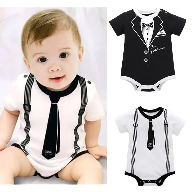 Newborn Baby Clothing Summer Gentleman Rompers 0-12M