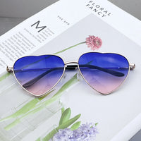 Vintage Gradient Heart Shaped Sunglasses Metal Frame Women