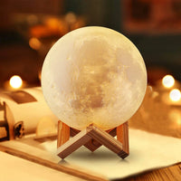 8cm Moon Lamp LED Night Light Battery Powered With Stand