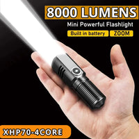 Super Bright MINI XHP50 LED Flashlight USB Torch Rechargeable