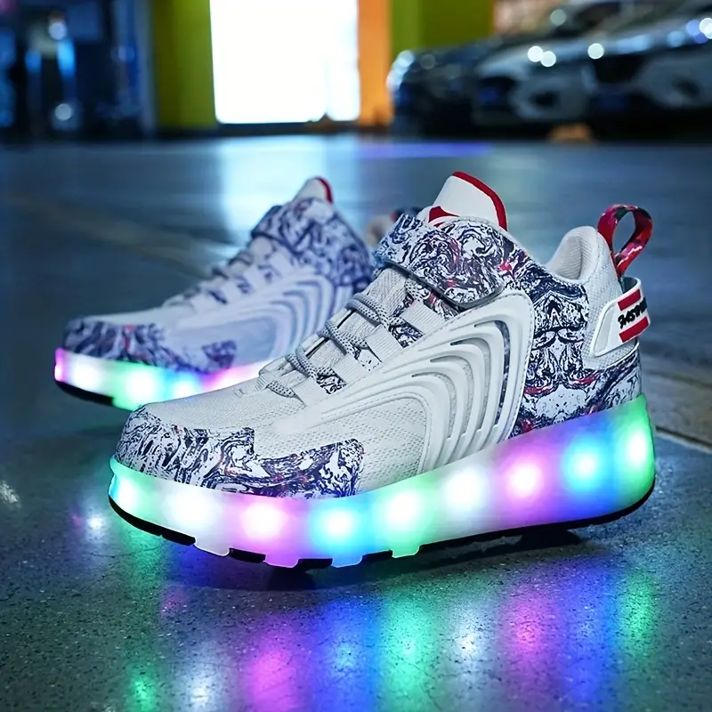 Rechargeable LED Luminous Roller Shoes for Kids and Teens