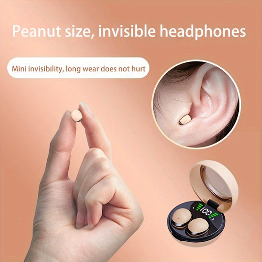 World's Smallest Invisible Earbuds Wireless Type-C Charging Case Long Standby Battery Time Sleeping Aid For Business People iPhone Android Universal