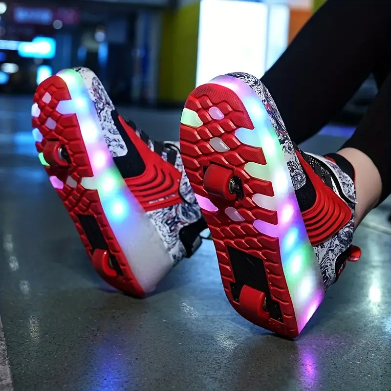 Rechargeable LED Luminous Roller Shoes for Kids and Teens