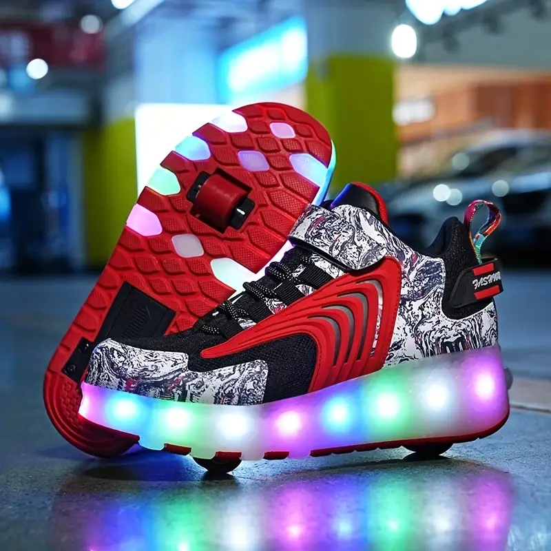 Rechargeable LED Luminous Roller Shoes for Kids and Teens